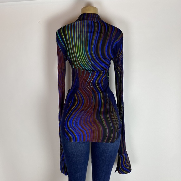 Mugler Abstract-print Long-sleeve Shirt multicolor Women’s size 36 - Picture 4 of 13